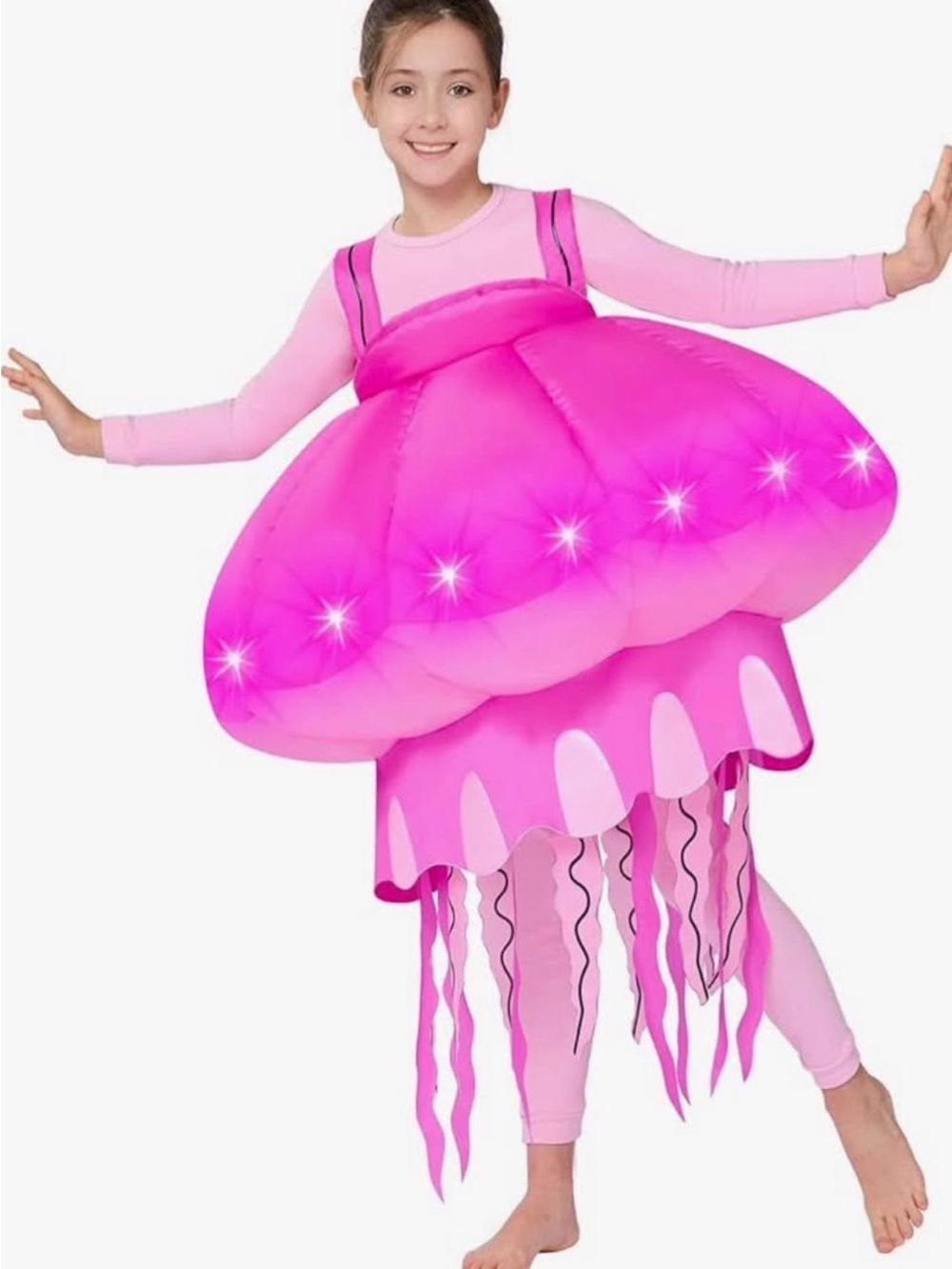 Halloween inflatable Light up Jellyfish pink costume kids 7-10